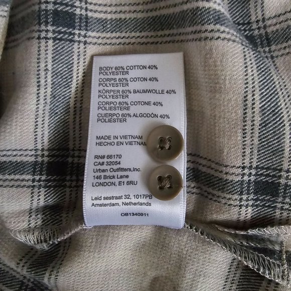 Urban Outfitters Standard/Cloth Men's Plaid Flannel Long Sleeve Shirt Medium NWT - Picture 7 of 12